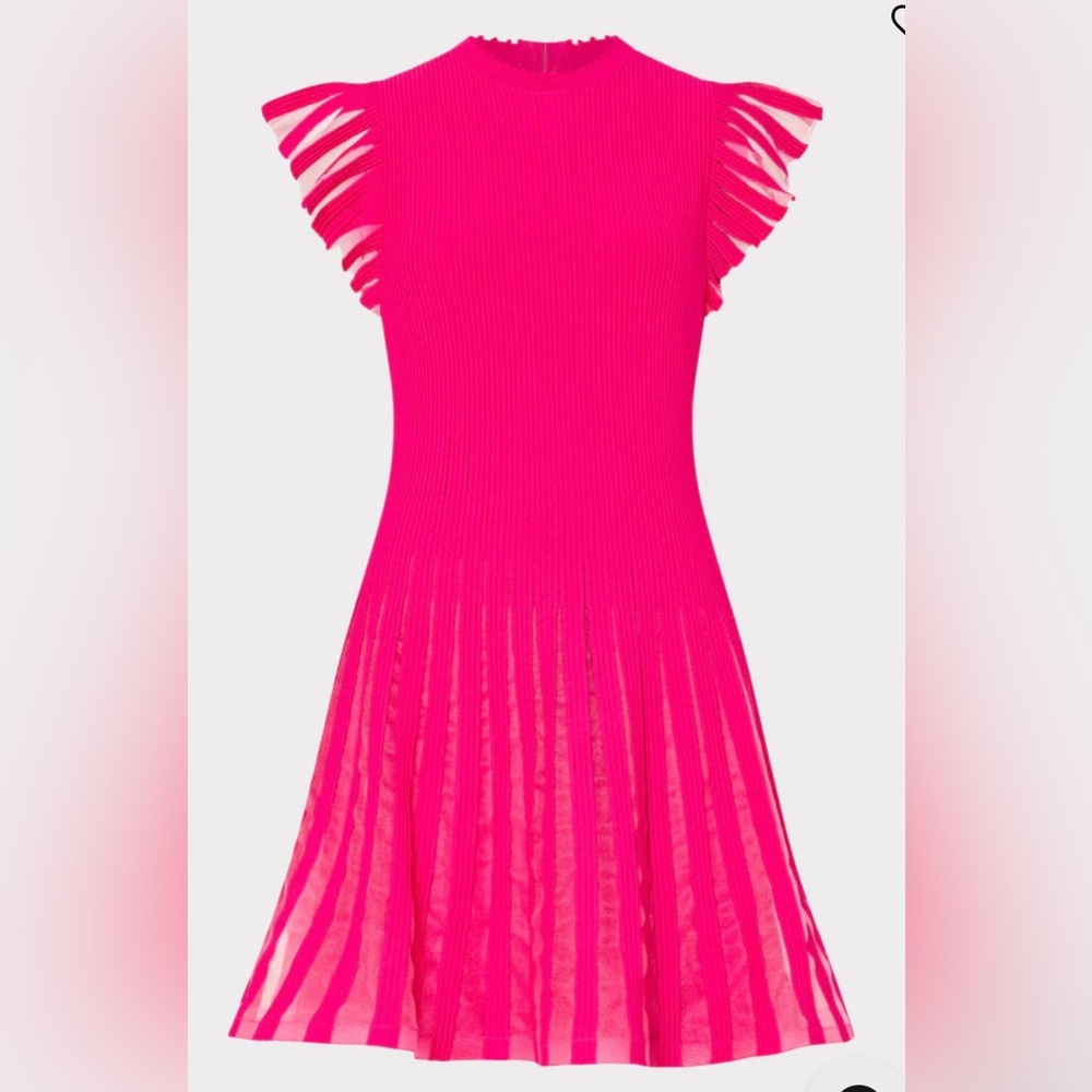 Milly | Sheer Flutter Sleeve Knit Dress